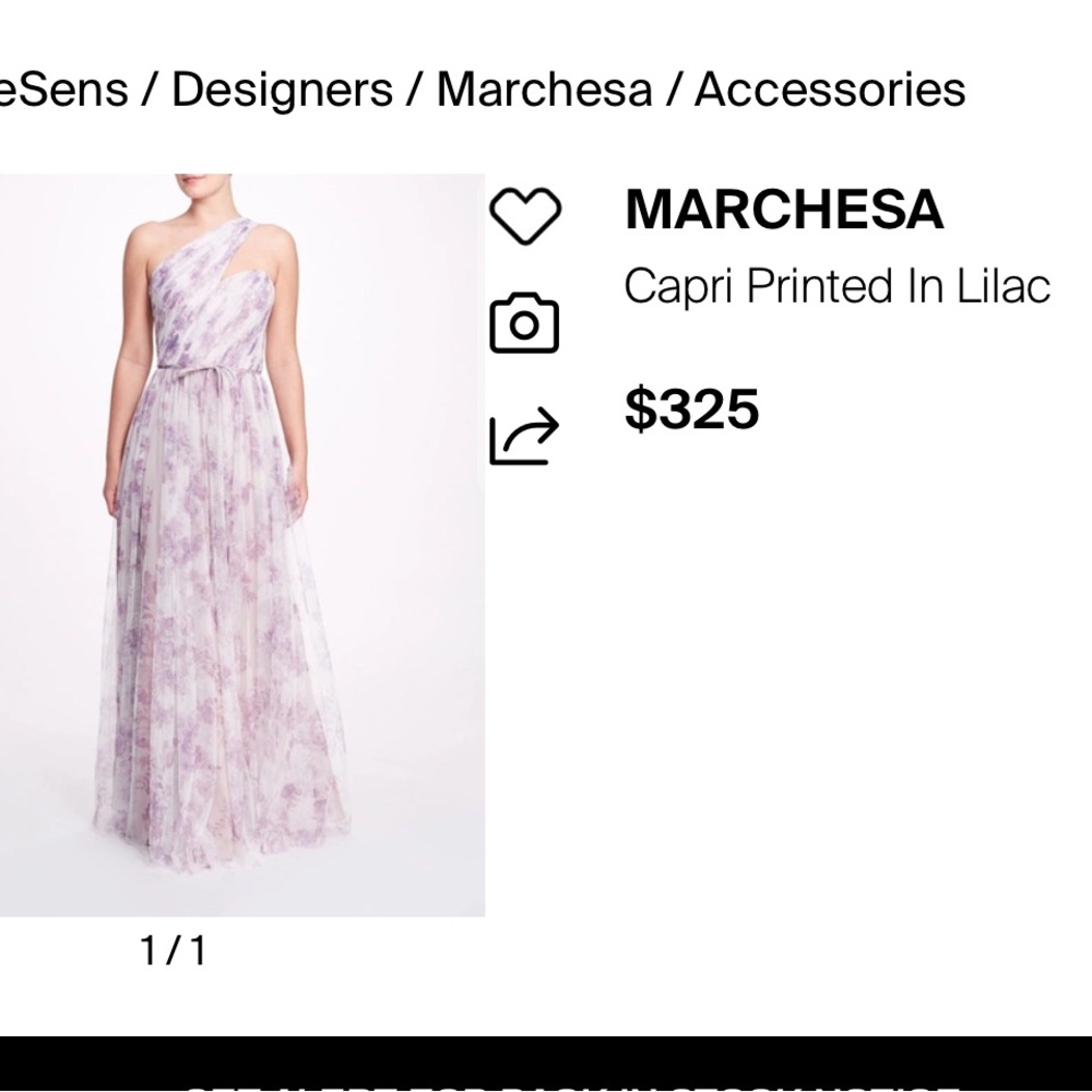 Marchesa Notte Bridesmaid***One-Shoulder Lavender Floral Gown***US 6 $325 - Picture 15 of 15